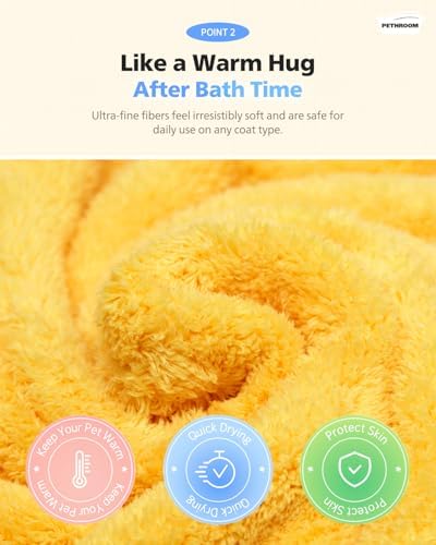 PETHROOM Ultra Absorbent Pet Towel | Quick-Drying, Soft Microfiber Dog & Cat Bath Towel | Lightweight, Durable, Fast Water-Soaking | Ideal for All Breeds (Large) 23.6" x 47.2" (Pack of 2) - Image 5