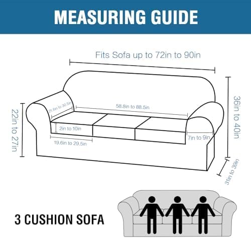 H.VERSAILTEX Modern Velvet Plush 4 Piece High Stretch Sofa Slipcover Sofa Cover Furniture Protector Form Fit Thick Velvet Sofa Cover for 3 Cushion Couch Width Up to 90 Inch (Sofa, Mocha) - Image 2