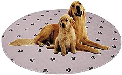 SincoPet Washable Dog Pee Pads with Puppy Grooming Gloves,Puppy Pads,Reusable Pet Training Pads,Large ,Waterproof Pet Pads for Dog Bed Mat,Super Absorbing Whelping Pads,36 Round Inch (Pack of 2) by SINCOPET