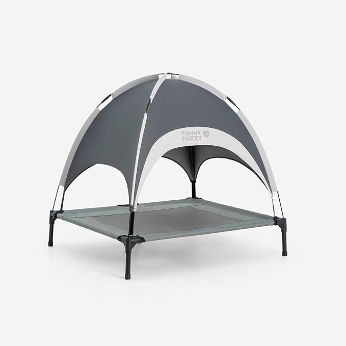FUNNY FUZZY Elevated Dog Bed with Canopy for Large Dogs up to 120 lbs– Raised Dog Cot Bed with UV Shade,Waterproof,Breathable Mesh,Outdoor & Indoor Use (Grey, X-Large) - Image 12