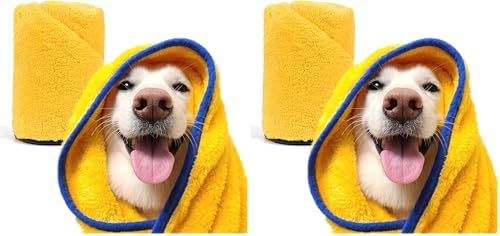 PETHROOM Ultra Absorbent Pet Towel | Quick-Drying, Soft Microfiber Dog & Cat Bath Towel | Lightweight, Durable, Fast Water-Soaking | Ideal for All Breeds (Large) 23.6" x 47.2" (Pack of 2) by PETHROOM