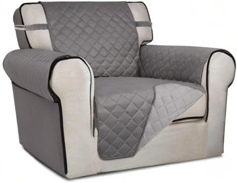 PureFit Reversible Quilted Sofa Cover, Water Resistant Slipcover Furniture Protector, Washable Couch Cover with Non Slip Foam and Elastic Straps for Kids, Dogs, Pets (Chair, Gray/Light Gray) Small | Gray/Light Gray, Water Resistant Couch Protector, Was... - Image 8