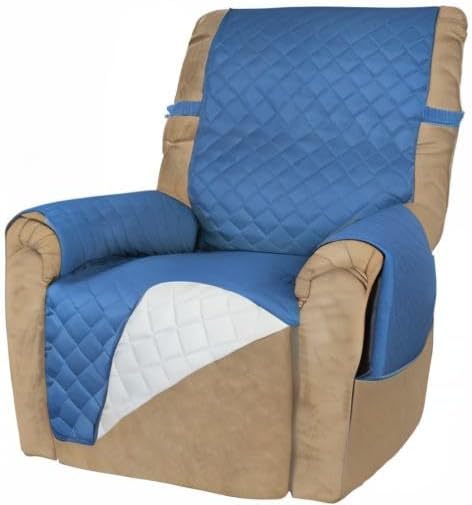 PureFit Reversible Recliner Chair Covers Couch Covers for Dogs, 19 in | Blue/Ivory, Water Resistant Couch Protector, Washable Pet Couch Cover with Non Slip and Elastic Straps For Kids - Image 8
