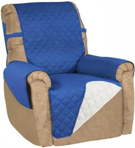 PureFit Reversible Recliner Chair Covers Couch Covers for Dogs, 19 in | Classic Blue/Ivory, Water Resistant Couch Protector, Washable Pet Couch Cover with Non Slip and Elastic Straps For Kids - Image 8