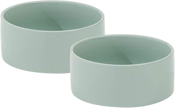 Havniva Ceramic Dog Bowls, Dog Food and Water Bowl Set, Dog Water Bowl | 6.1” Ceramic Dog Food Bowls with Non-Slip Rubber Base, Large Capacity, Double Dog Feeding Bowls for Small and Medium Dogs by Havniva