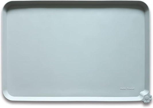 Hoki Found XX-Large Silicone Pet Food Mats Tray - Non Slip Pet Dog Cat Bowl Mats Placemat - Pet Water Mats for Carpet -Dog Pet Cat Feeding Mat - Waterproof Dog Cat Food Mats -Battleship by Hoki+Found