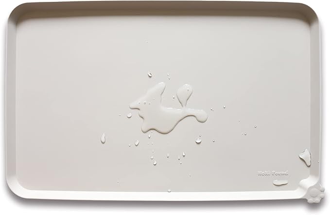 Hoki Found Silicone Pet Food Tray - High-Lips Dog Cat Bowl Mats - Waterproof Dog Cat Food Mats - Colors: Cream Brown by Hoki+Found