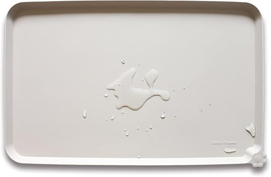Hoki Found L Silicone Pet Food Mats - Non Slip Cat & Dog Bowl Mats - Waterproof & Carpet Safe - Cream Brown by Hoki+Found