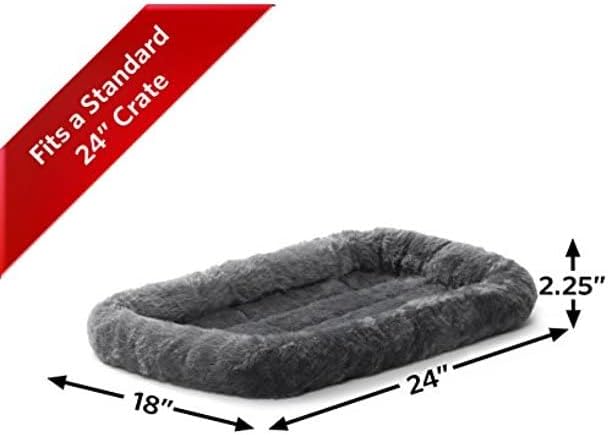 MidWest Homes for Pets QuietTime Dog Bed - Gray Faux Fur Bolster, Ultra-Soft and Machine Washable, Fits 24-Inch Crates and Carriers, for Small Breed Dogs - Image 5