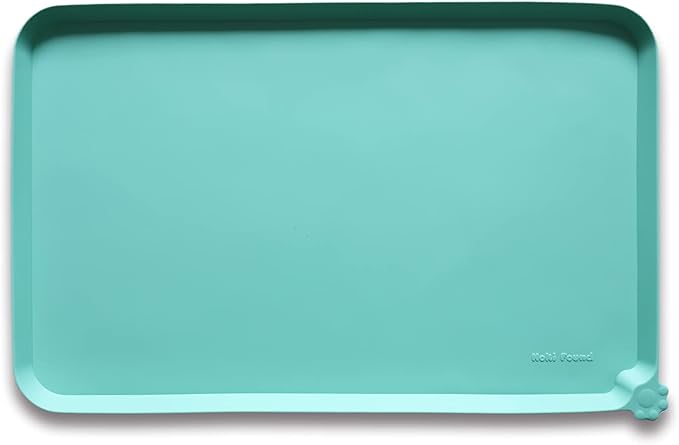 Hoki Found Silicone Pet Food Mats - Non Slip Cat & Dog Bowl Placemats - Waterproof Pet Feeding Mats - Cool Mint by Hoki+Found