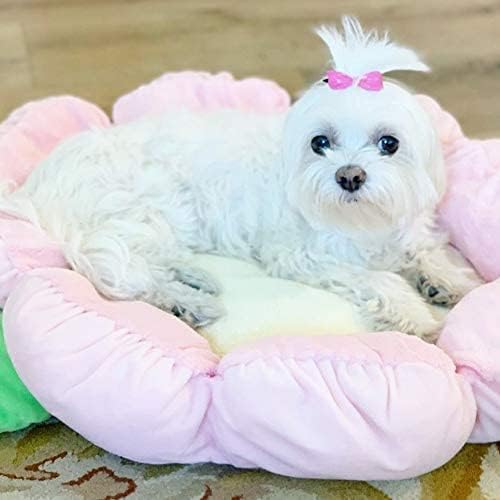 TONBO Soft Plush Small Cute and Cozy Pastel Pink Flower Dog Cat Bed, Washer and Dryer Friendly, (Pastel Pink) - Image 4