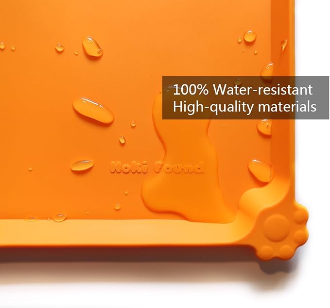 Hoki Found L Silicone Non Slip Pet Dog Cat Bowl Mats - Placemat - Feeding Mat - Waterproof - For Carpet - Orange - Image 3