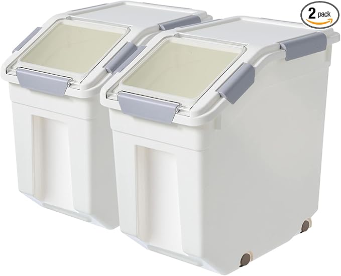 CITY BABY 2 Pack Airtight Flour Storage Container With Scoop,Dry Food, Sugar, Baking Supplies,Rice Container Set -BPA Free- Pet Food Storage Container,Dog Cat Birds Food Bin(50LB) by CITY+BABY