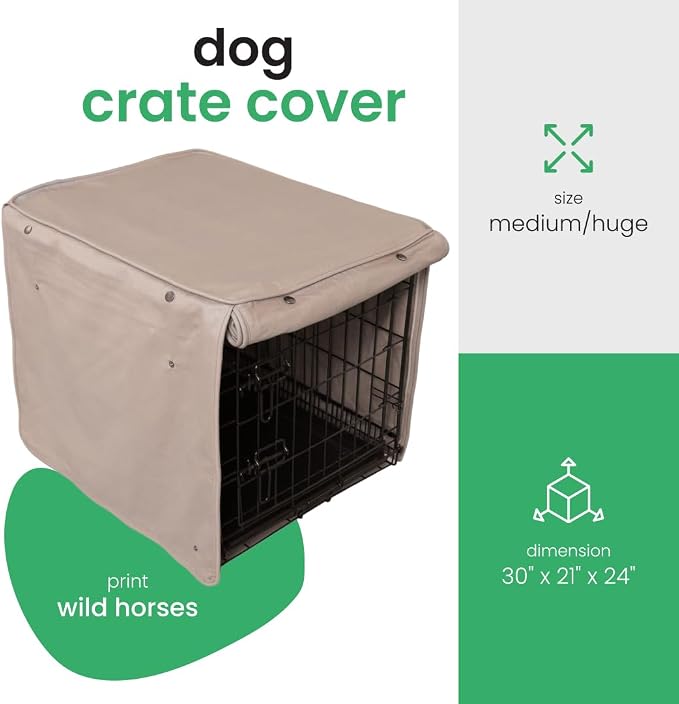 Molly Mutt Wild Horses Dog Crate Cover, 100% Cotton Canvas Cover with 2 Roll-Up Panels, Ideal for Dog or Cat Crate, Durable, Washable, and Free of Harmful Chemicals, 30" x 21" x 24" - Image 2