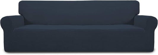 Easy-Going Stretch 4 Seater Oversized Sofa Couch Cover Dark Blue | 1-Piece Extra X-large Sofa Cover Furniture Protector Couch Soft with Bottom for Kids, Spandex Jacquard by Easy-Going