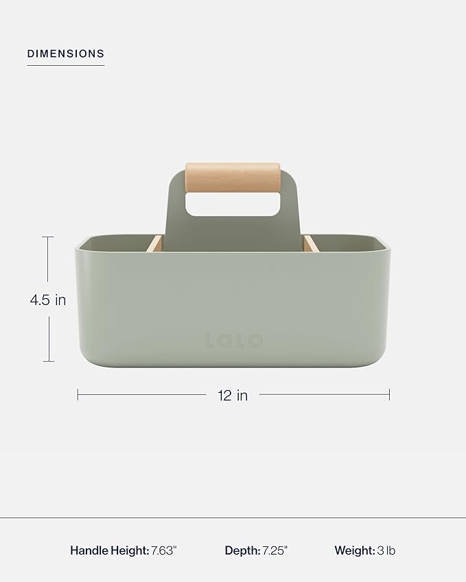 Lalo The Caddy - Modular Caddy Organizer with Handle and Removable Dividers - Portable Tote for Art Supplies, Diaper Storage, Bathroom - Sage - Image 4