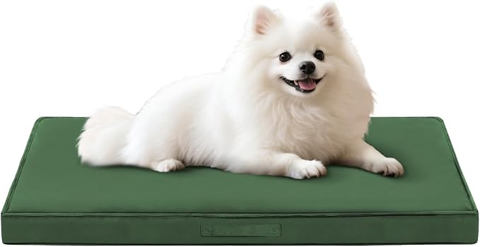 Outdoor Dog Bed for Medium Sized Dogs, Waterproof Dog Bed Medium, 30x20x3 Inch, Orthopedic Dog Bed with Removable Washable Cover, Flat Rectangle Egg Crate Foam Pet Bed for Outside, Dark Green by Aeroluxe