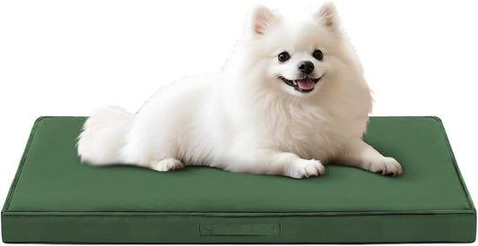 Outdoor Dog Bed for Medium Sized Dogs, Waterproof Dog Bed Medium, 30x20x3 Inch, Orthopedic Dog Bed with Removable Washable Cover, Flat Rectangle Egg Crate Foam Pet Bed for Outside, Dark Green by Aeroluxe