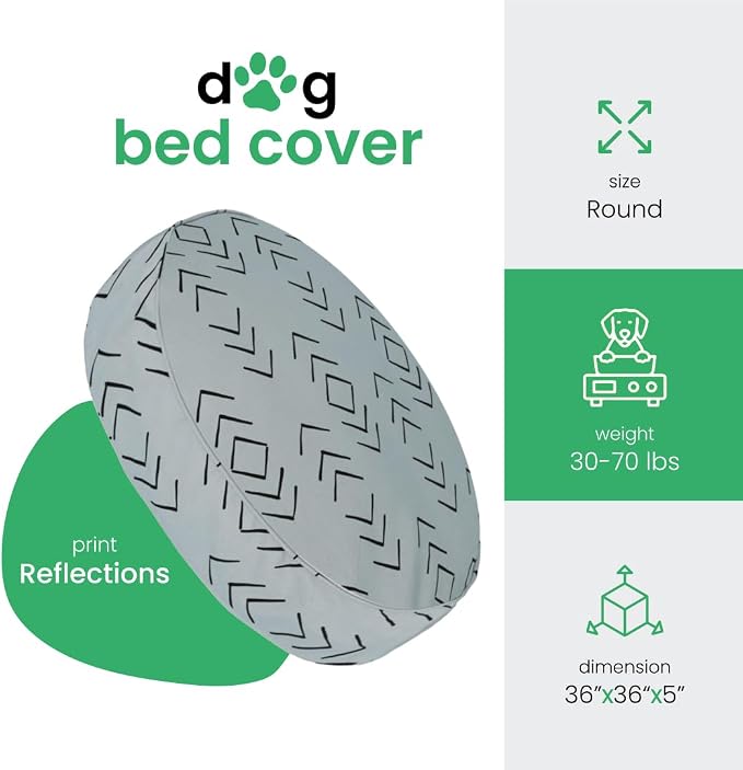 Molly Mutt Medium to Large Dog Bed Cover - Reflections Print - Measures 36” x 5’’ - 100% Cotton - Durable - Breathable - Sustainable - Machine Washable Dog Bed Cover - Image 2