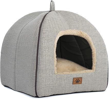 WINDRACING Cat Bed - Cat Cave House Tent with Washable Cushioned Pillow, Soft Kitten Beds, Pet Furniture (Large, Beige) by WINDRACING
