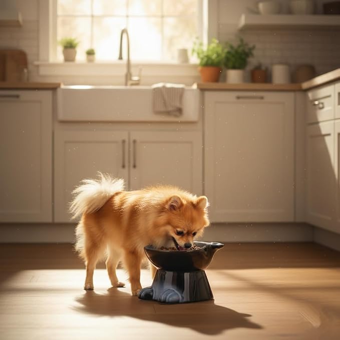 Nihow Elevated Ceramic Dog Bowls: 6.5 Inch Raised Dog Bowl for Food & Water | Food Safe Bowl for Medium/Small Size Dogs - Gray Puppy Bowls for Protecting Pet's Spine(1 PC) - Image 4