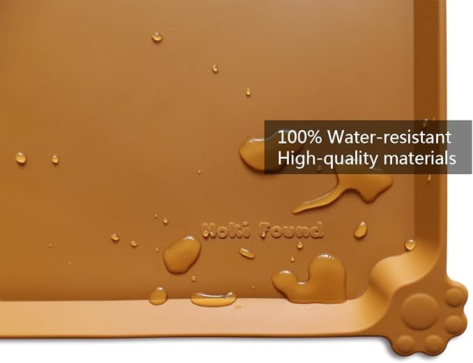 Hoki Found L Silicone Non Slip Pet Dog Cat Bowl Mats - Placemat - Feeding Mat - Waterproof - For Carpet - Butterscotch - Image 3