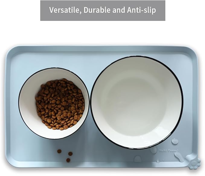 Hoki Found Silicone Pet Food Mats - Non Slip Bowl Placemats for Dogs & Cats - Waterproof, Suitable for Carpet - Frost - Image 4