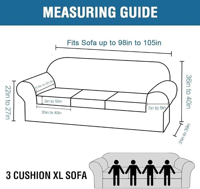 H.VERSAILTEX Velvet 4 Piece High Stretch Sofa Slipcover Cover Furniture Protector Form Fit Luxury Thick Velvet Extra Large Sofa Cover for 3 Cushion Couch Width Up to 105 Inch (XL Sofa, Deep Teal) - Image 2