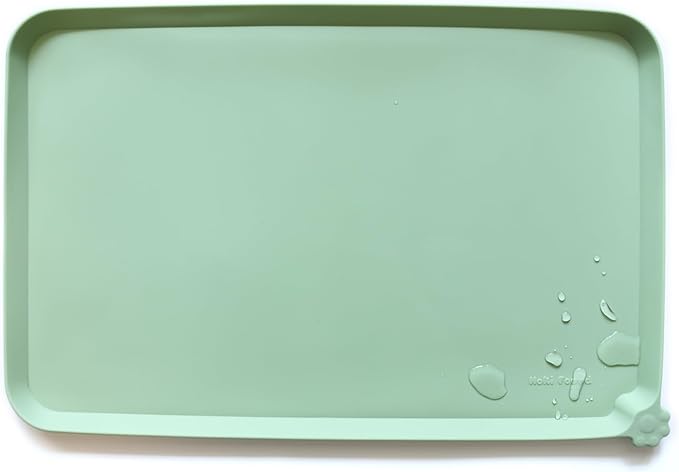 Hoki Found Silicone Non Slip Pet Food Mats - Bowl Placemat for Dogs Cats - Waterproof for Carpet - Jade by Hoki+Found