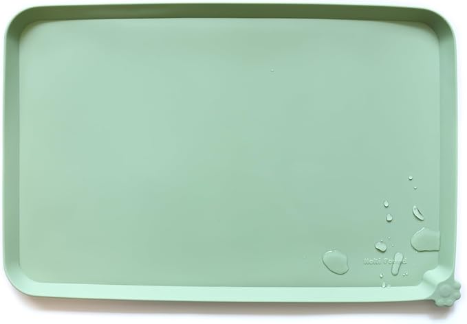 Hoki Found XX-Large Silicone Pet Food Mats Tray - Non Slip Pet Bowl Mats Placemat - Dog Cat Feeding Mat - Waterproof Dog Cat Food Mats -Pet Water Mats for Carpet - Jade by Hoki+Found