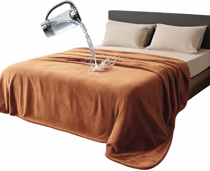 Waterproof Blanket for Bed, Couch, Kids & Pets Protection – Splash-Proof, Spill-Proof, Leakproof Flannel Blanket Reversible Design (Velvet Brown & Twilight Blue, 60x80) - Image 8