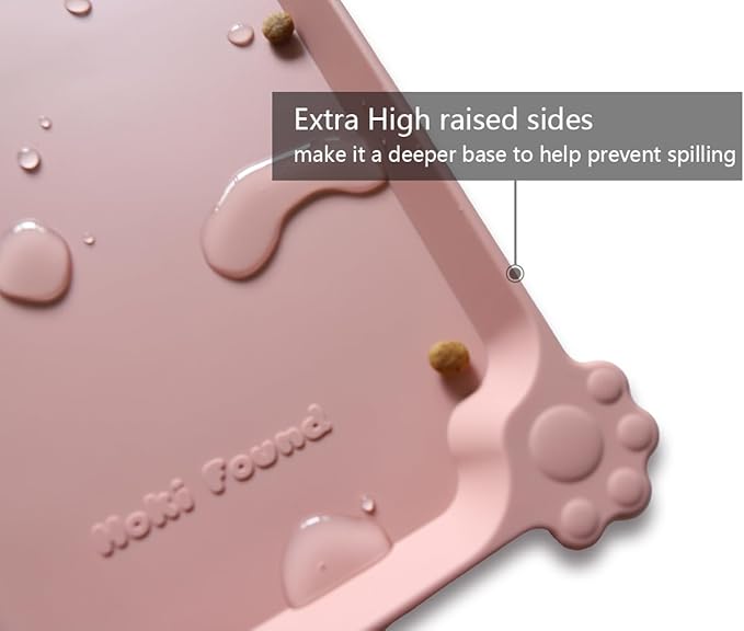 Hoki Found Large Non Slip Pet Feeding Mats - Silicone tray - Waterproof Bowls - Neutral Pink - Image 2