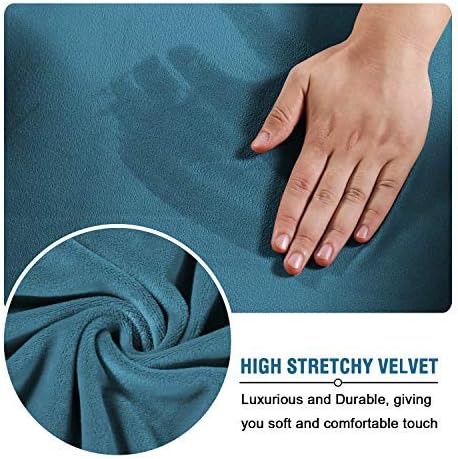 H.VERSAILTEX Real Velvet Plush 3 Piece Stretch Sofa Covers Couch Covers for 2 Cushion Couch Sofa Slipcovers Width Up to 90 Inch Feature Thick Soft Stay in Place (Large Sofa, Peacock Blue) - Image 4