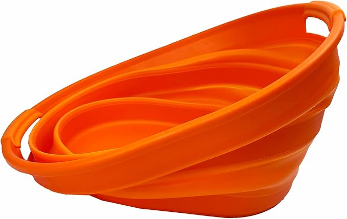 SAMMART 23L (6 Gallons) Collapsible Plastic Laundry Basket - Oval Tub/Basket - Foldable Storage Container/Organizer - Portable Washing Tub - Space Saving Laundry Hamper (Orange) - Image 7
