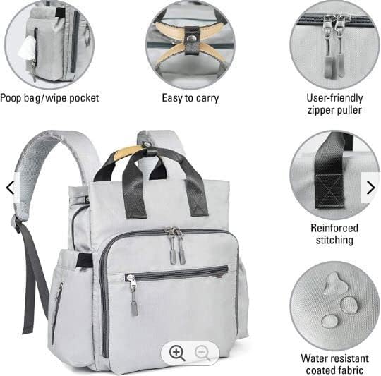 Dog Travel Bag - Dog Backpack Organizer - Pet Travel Kit Airline Compliant - Includes Large Pad, Food Canister and Bowls (Gray, Paw Prints) - Image 3