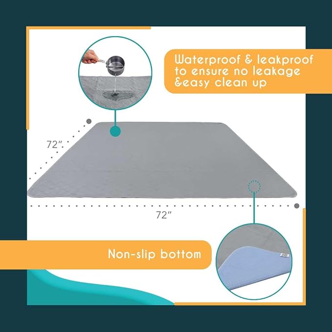 rocket & rex Premium XXL Non-Slip Washable Dog Playpen Mat (72"x72") | For whelping, potty training & travel. OEKO-TEX certified, chemical-free. - Image 5