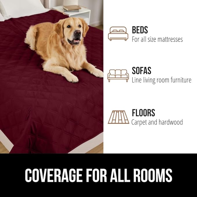 GORILLA GRIP® Waterproof Dog Blanket, 82x68, Leakproof Couch Cover for Dogs, Silicone Grip Backing, Protects Sofa, Sectional, Bed, Crate, Car & RV, Tear-Resistant Washable Senior Pet Blanket, Burgandy - Image 8