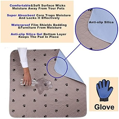 Washable Dog Pee Pads with Puppy Grooming Gloves,Puppy Pads,Reusable Pet Training Pads,Large Dog Pee Pad,Waterproof Pet Pads for Dog Bed Mat,Super Absorbing Whelping Pads - Image 3
