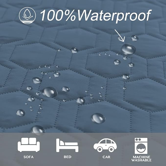 Tcksstex Waterproof and Non-Slip Dog Bed Cover and Pet Blanket Sofa Pet Bed Mat ，car Incontinence Mattress Protectors Furniture Couch Cover for Most Cats Dogs, Pets（40x50- Navy Blue） - Image 2