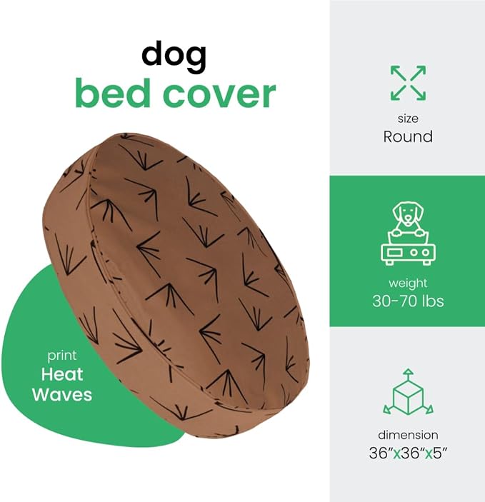 Molly Mutt Heat Waves Dog Bed Duvet Cover, 100% Cotton Canvas Cover for Dog, Puppy, or Cat Bed, Durable, Washable, and Free of Harmful Chemicals, Round, 36"x5" - Image 2