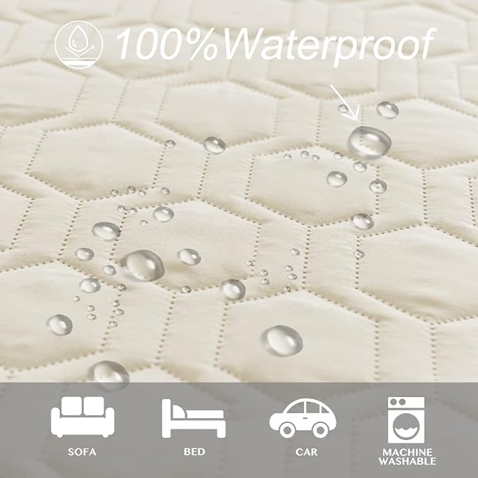 Tcksstex Waterproof and Anti-Slip Dog Bed Cover and Pet Blanket Sofa Pet Bed Mat ，car Incontinence Mattress Protectors Furniture Couch Cover for Most Cats Dogs, Pets（30x70-Ivory） - Image 2