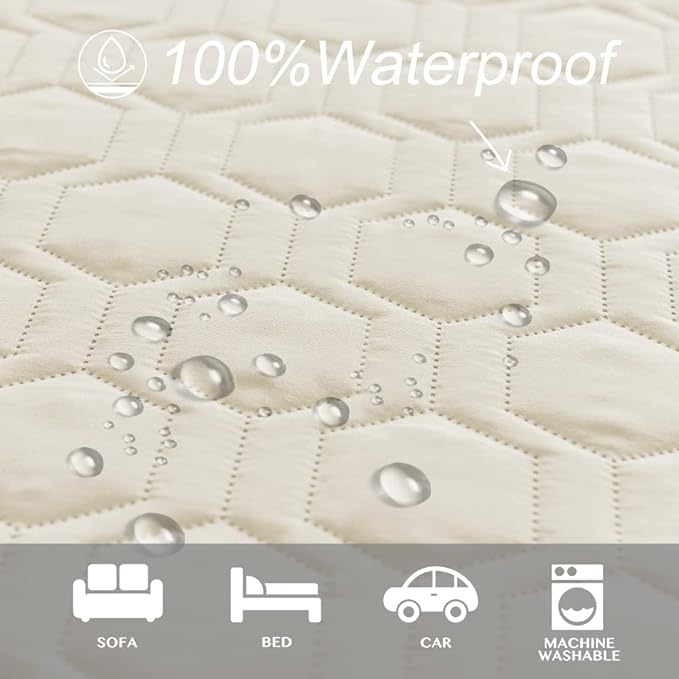 Tcksstex Waterproof and Anti-Slip Dog Bed Cover and Pet Blanket Sofa Pet Bed Mat ，car Incontinence Mattress Protectors Furniture Couch Cover for Most Cats Dogs, Pets（82x102-Ivory） - Image 2