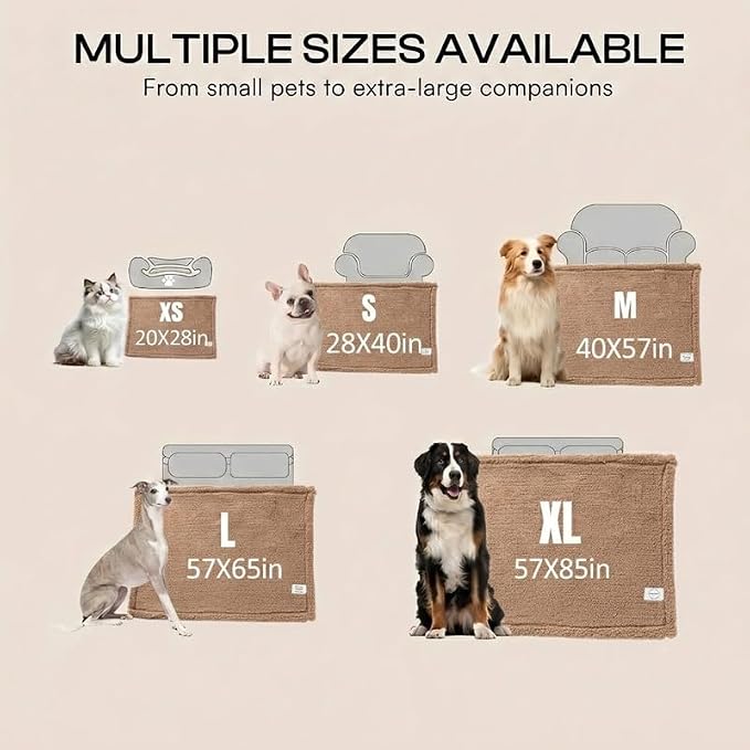 Dark Blankets for Dogs Brown Pets Throw Blanket for Couch Reversible Pet Bed Cover Puppy Fluffy Jacquard Blankets Leakproof Sofa Couch Cover Cat Pet Mats for Warm Washable-Camel,M - Image 4
