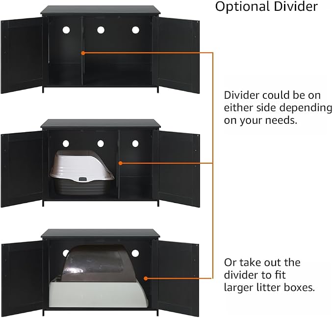 unipaws Top Opening Cat Litter Box Enclosure Furniture, Flip Top Design | XL Extra Large Cat Box, Friendly to Elderly People, High Jumbo Automatic Litter Box Cover Hidden for Large Cat - Image 5
