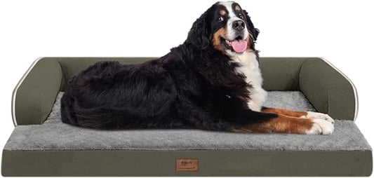 MEKIY Orthopedic Waterproof Jumbo Dog Bed with Bolster for Extra Large Dogs | Pillow Support for Neck Relief, Egg Crate Foam, Waterproof Liner, Anti-Slip Bottom, Removable Bolster Cover, 53 x 42 Inch by Mekiy