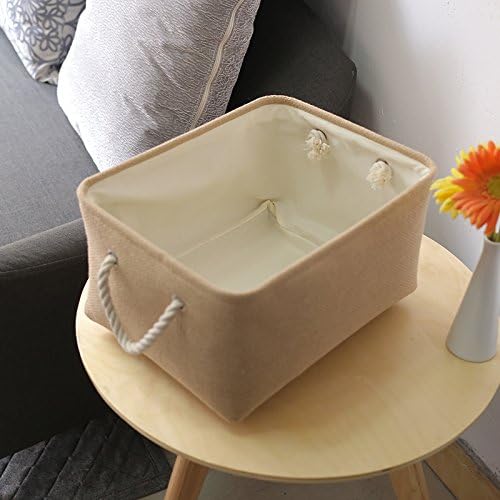 TheWarmHome Large Storage Basket - Fabric Storage Baskets for Organizing Shelves, Collapsible Storage Bin Organizer for Closet Bookself Laundry Dog Toy Home Organization, Decorative Beige Basket Gift - Image 7