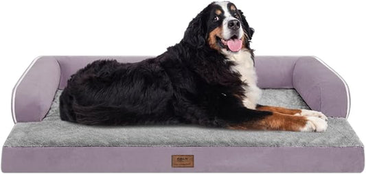 MEKIY Orthopedic Waterproof Jumbo Dog Bed with Bolster for Extra Large Dogs | Pillow Support for Neck Relief, Egg Crate Foam, Waterproof Liner, Anti-Slip Bottom, Removable Bolster Cover, 53 x 42 Inch by Mekiy