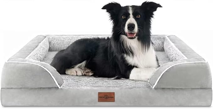 Comfort Expression Orthopedic Dog Beds for Large Sized Dog with Bolster | Waterproof Dog Couch Bed with Washable Cover & Non-Slip Bottom, Supportive Egg Crate Foam Large Pet Bed, 36x27 Inch by ComfortExpression