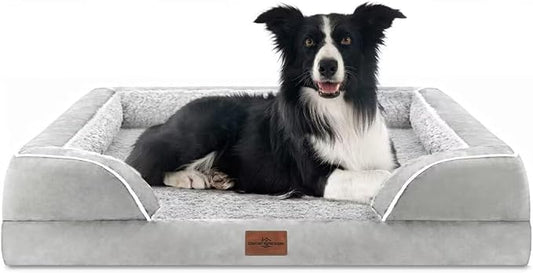 Comfort Expression Orthopedic Dog Beds for Large Sized Dog with Bolster | Waterproof Dog Couch Bed with Washable Cover & Non-Slip Bottom, Supportive Egg Crate Foam Large Pet Bed, 36x27 Inch by ComfortExpression