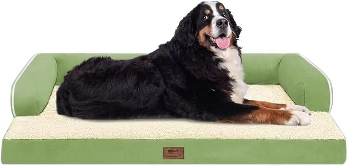 MEKIY Orthopedic Waterproof Jumbo Dog Bed with Bolster for Extra Large Dogs | Pillow Support for Neck Relief, Egg Crate Foam, Waterproof Liner, Anti-Slip Bottom, Removable Bolster Cover, 53 x 42 Inch by Mekiy
